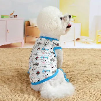 

Dog Clothes Cat T-shirt Sleeveless Printing Summer Pet Vest Durable Striped Dog Shirt Comfortable Soft Puppy Dog Accessory