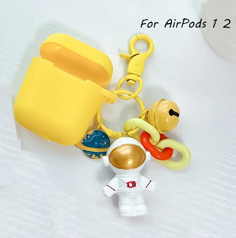 Мультфильм кукла космонавт силиконовый Bluetooth чехол для наушников для Apple AirPods Pro Ультра-тонкий милый защитный чехол для зарядного устройства - Цвет: Astronaut Yellow 1 2