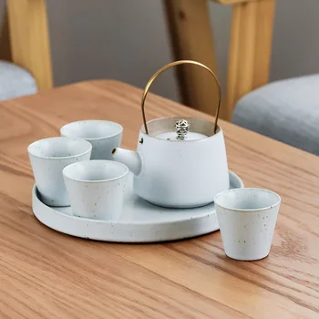 

Lug pot dry pot coarse pottery crack cup a pot of four travel tea set kung fu tea set set portable