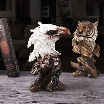 

Retro Creative Furniture Imitation Wood Root Animal Head Eagle Head Ornaments Figurines Office Home Decorations Gift ideas