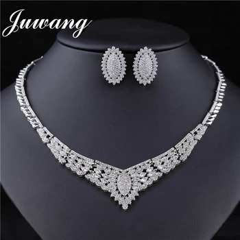

JUWANG Crystal Bridal Jewelry Sets Wedding Necklace Earrings African Beads Jewelry Sets Accessories Parure Bijoux Femme Mariage