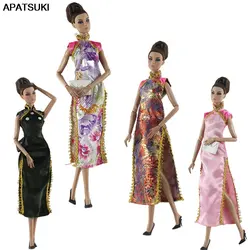 Цветочное платье для куклы Барби одежда платье китайское Ципао Cheongsam вечерние платья для кукол Барби наряды кукла 1/6 аксессуары