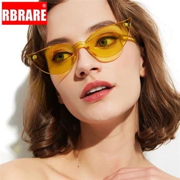 

RBRARE Modis One-piece Sunglasses Women Vintage Cat Eye Sun Glasses Candy Color Transparent Okulary Shopping Vacation Oculos
