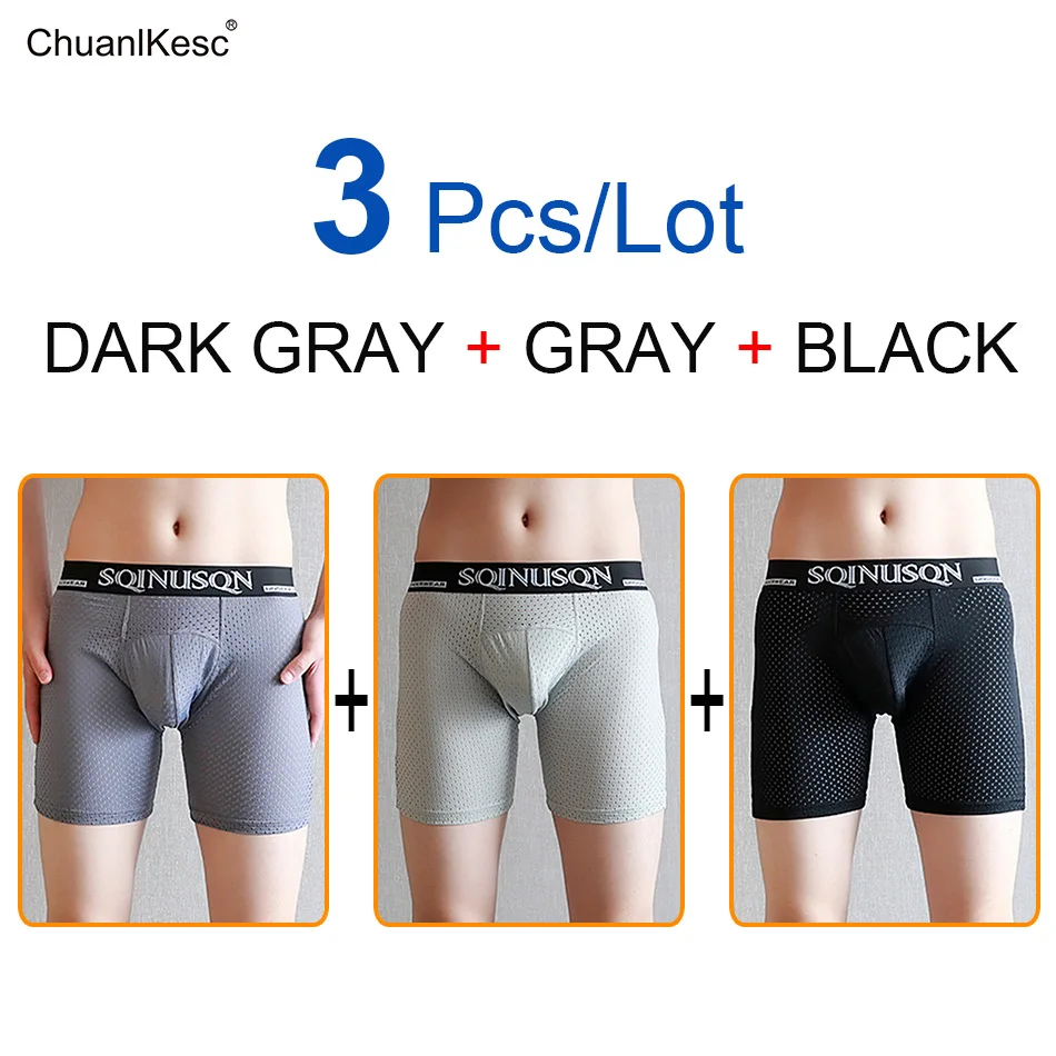 

Fashion Comfortable Long Leg Short Leg Men's Boxers Shorts Male Underpants Man Underwear Sexy Boxer Panties Convex Pouch 3 Pcs