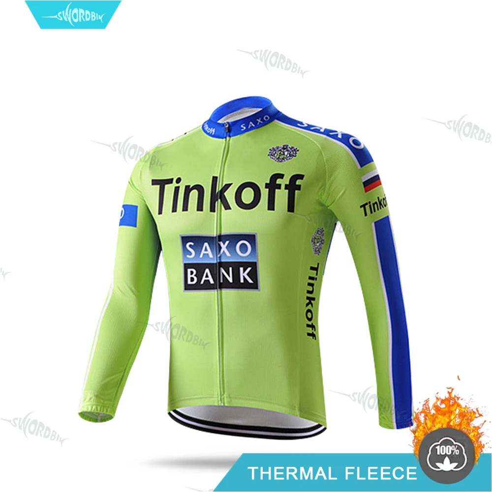 Велоспорт одежда для мужчин Pro Team Велоспорт трикотажный комплект Tinkoff Мужская зимняя одежда флуоресцентный цвет Тепловая флисовая одежда комплект с длинными рукавами MTB Uninform - Цвет: Cycling Jersey