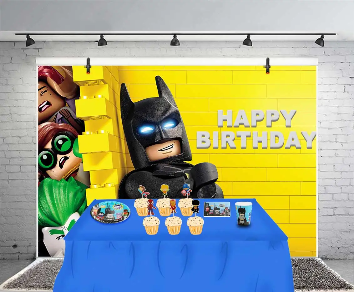 

Super Hero Theme Party Decoration Supply Teen Titan Go Legoing Batman Robin Ironman Man Favors Tableware Paper Cup Plate Straw