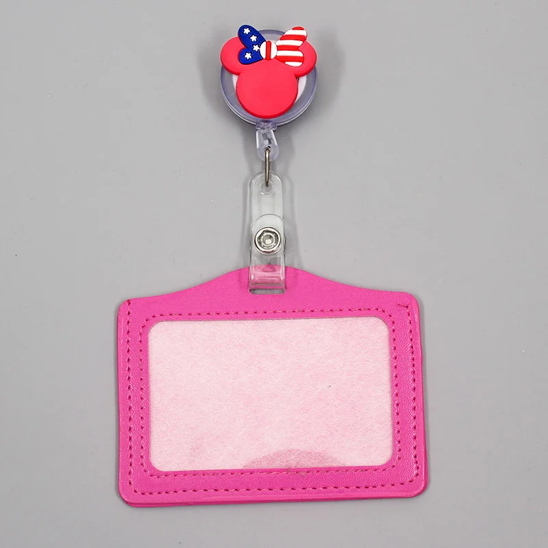 Cute Bowknot Mickey Silicone Badge Scroll Nurse Office Reel Character Scalable Student Exhibition Business Card Badge Holder - Цвет: 5