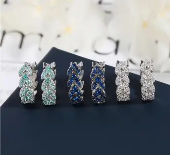 

Unique design women fashion rhinestone earrings simple temperament elegant ladies color gem accessories