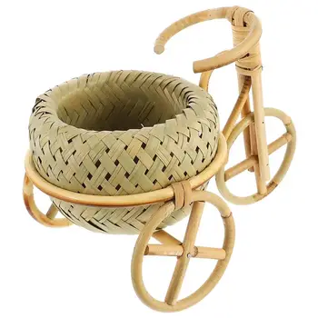 

1 Pc Mini Bicycle Basket Decorative Supplies Hand Knitting Craft Weave Bicycle Basket for Storage Decor Home Store