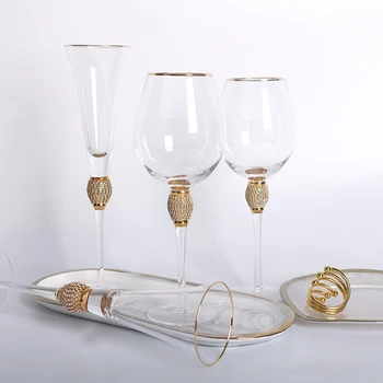 

Wine Glass With Golden Rim Goblet Diamond Drinkware Lead-free Champagne Glass Cocktail Cup 1pc Christmas Gift Tableware