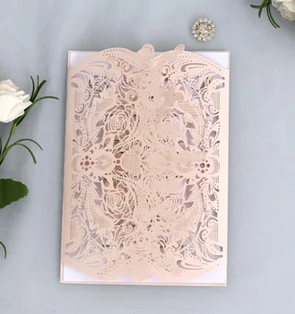 

50pcs Fancy Hollow lace card european style color Invitation Card Greeting Card Customize Business With RSVP Card Party Supplies