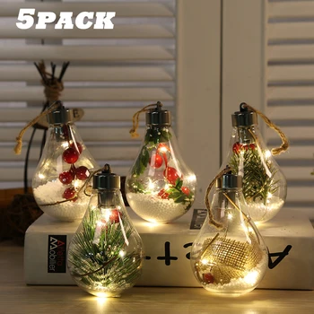 

5Pcs Creative Christmas Transparent LED String Light Bulb Home Hanging Decorative Snow Ball Lamp