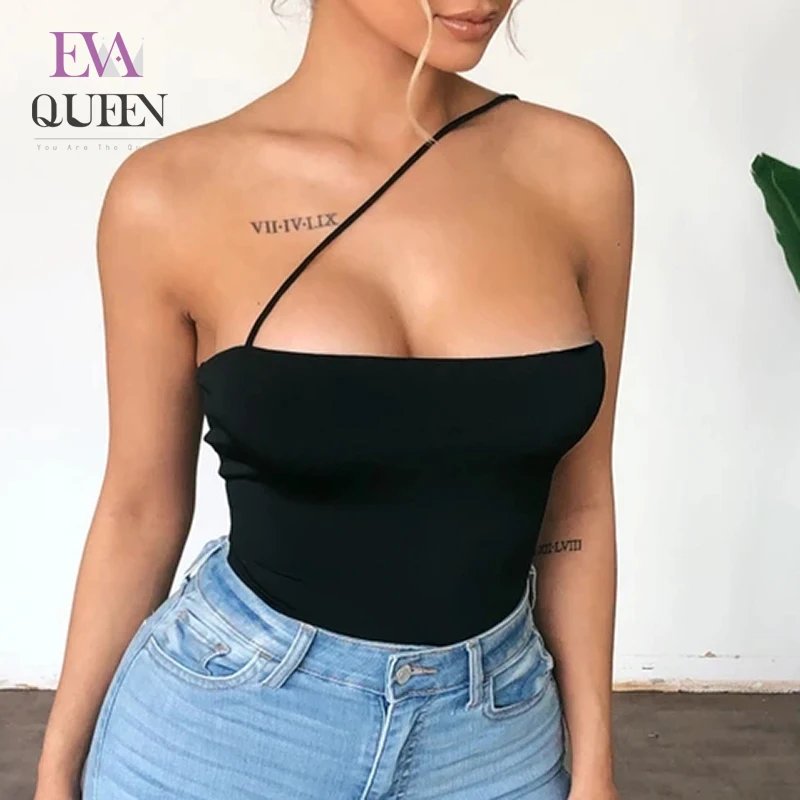EvaQueen 2020 Summer White Sexy Bodysuit Women Off Shoulder Backless Bodycon Bodysuit Rompers Sleeveless Female Casual Jumpsuit