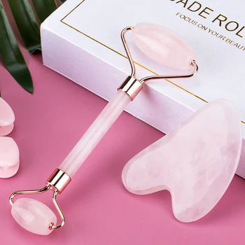 Face Massage Jade Roller Rose Quartz Natural Stone Crystal Slimmer Lift Wrinkle Double Chin Remover Beauty Care Slimming Tools 1