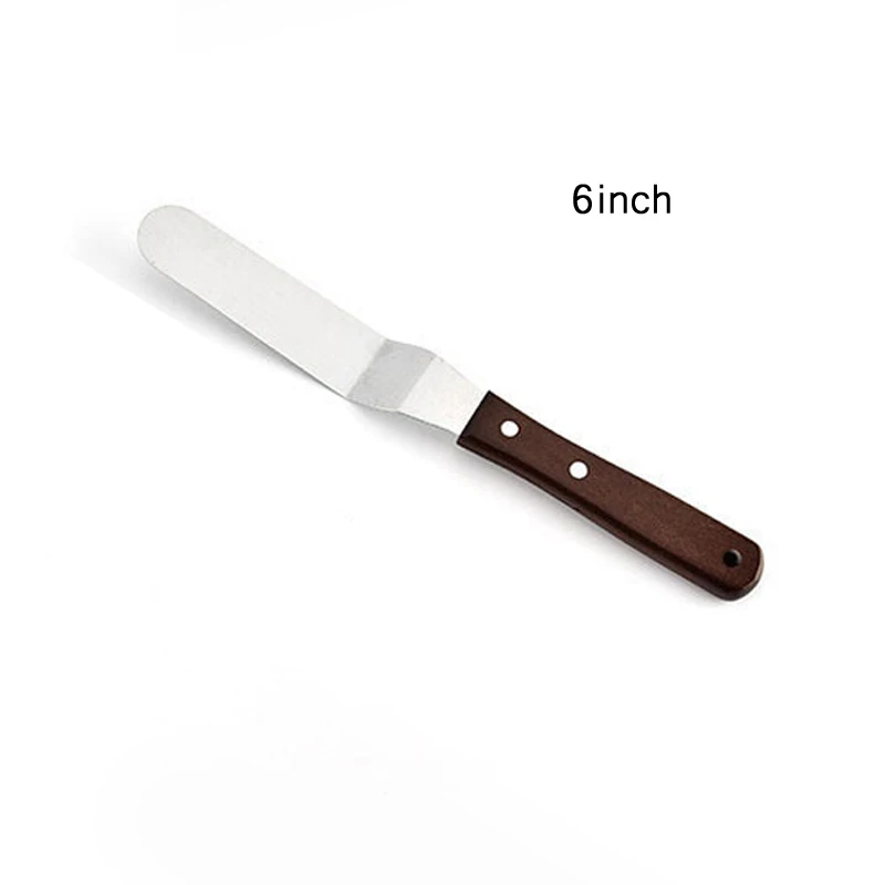 6 Inch Stainless Steel Cake Spatula Wood Handle Butter Cream Icing