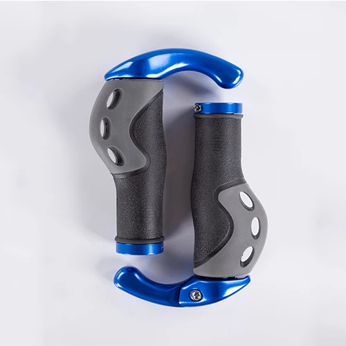 blue Новые велосипедные ручки алюминиевые резиновые MTB велосипедные ручки замок на велосипедные ручки противоскользящие эргономичные - Цвет: blue