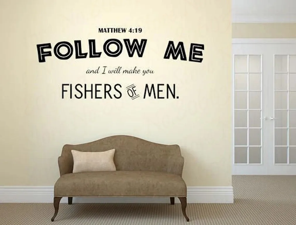 MATTHEW 4:19 Bible Verse Wall Decals Follower Me Motivational Quote Home Words adesivo de parede wallposter WL1232 | Дом и сад