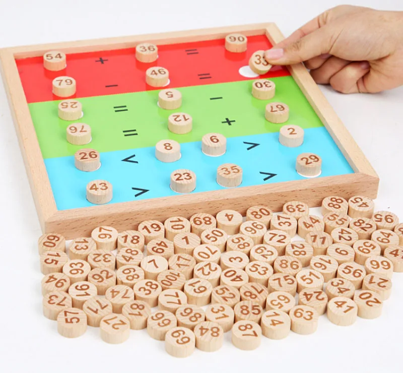 Montessori Educational Wooden Toys Children Baby Toys 1-100 Digit Table Math Addition SubtractionTeaching Aids Learning Toys