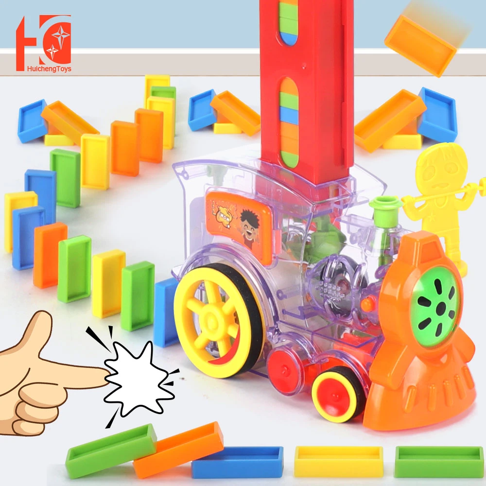 Domino Train Toy Set 60 Dominoes Automatic Domino Laying Train Blocks