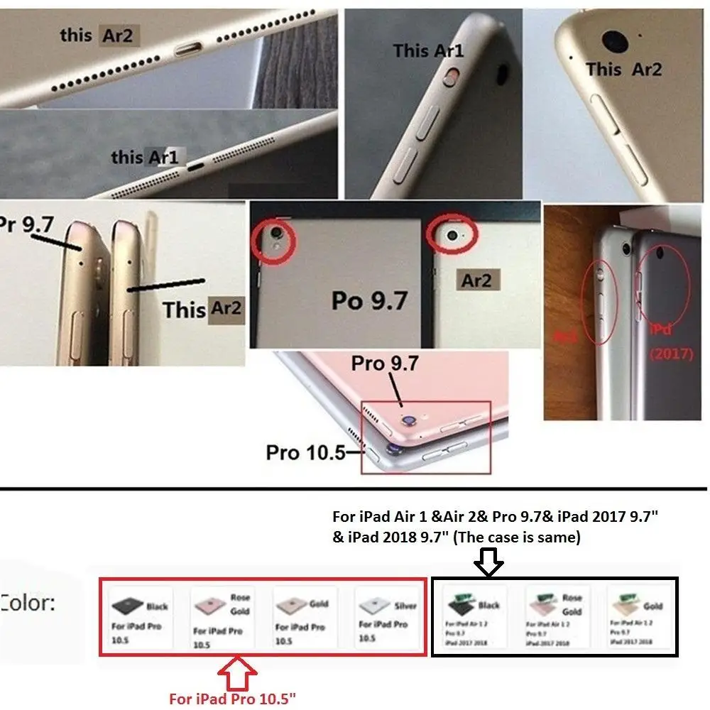 360 Rotating Bluetooth 7 Colors Backlit Aluminum Keyboard Case Cover For iPad 2017 2018 9.7 inch iP