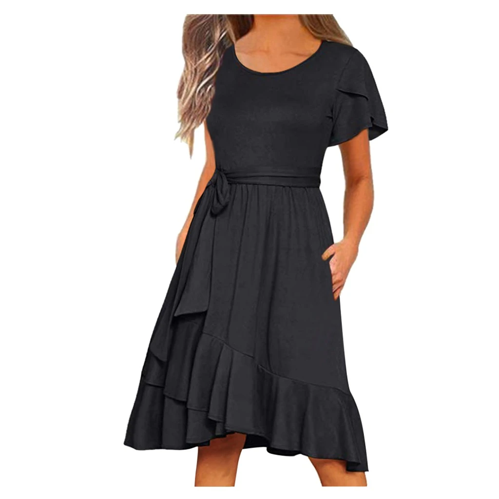 casual short sleeve midi dress