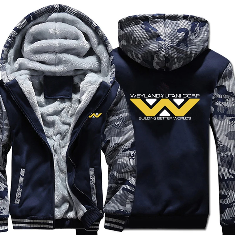 Weyland Yutani Corp толстовка с логотипом, зимняя утепленная камуфляжная новая куртка на молнии для мужчин и женщин, флисовая камуфляжная толстовка с капюшоном, толстовка