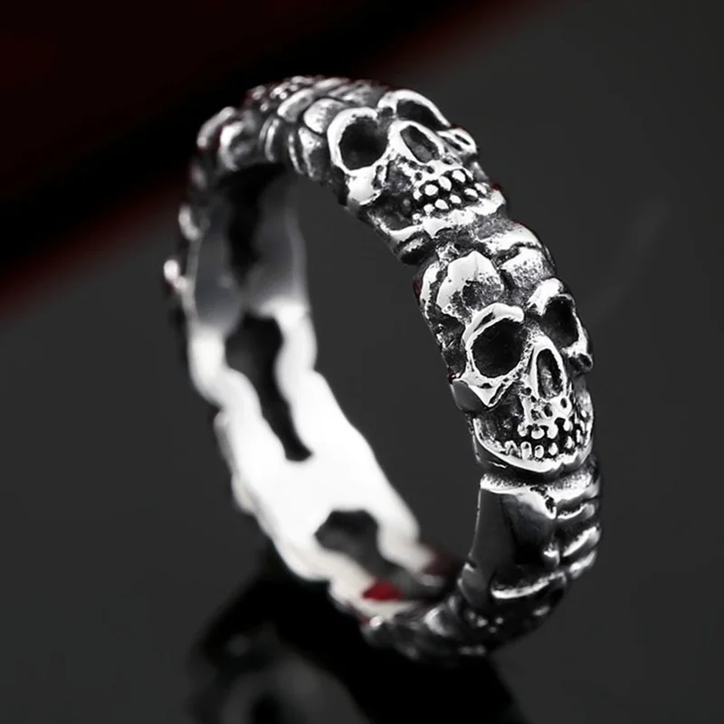 

Personality Cool Men Ring Unique Skull Skeleton Ring Gothic Punk Style Ring Retro Hip Hop Rings for Men Women Jewelry Party Gift