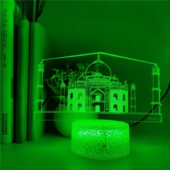 

Taj Mahal Palace Night Light 3D LED Small Lamp Child Desk Bedroom Home Romantic Decor Gifts Study Table Lamp Bluetooth Speaker