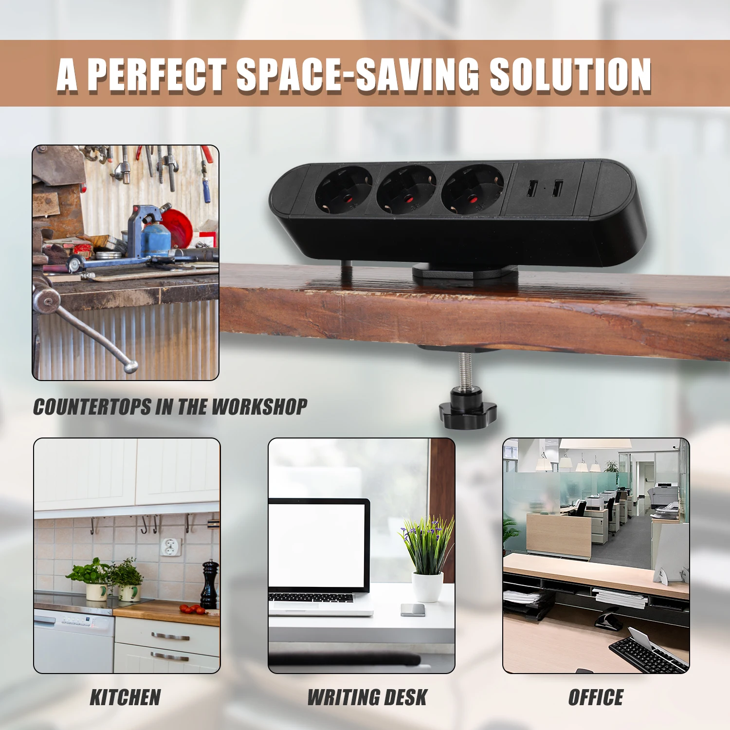 

Hot New Multifunctional USB Desktop Socket Table Clip Clamp Free Hole Tabletop Office Workstation Sockets