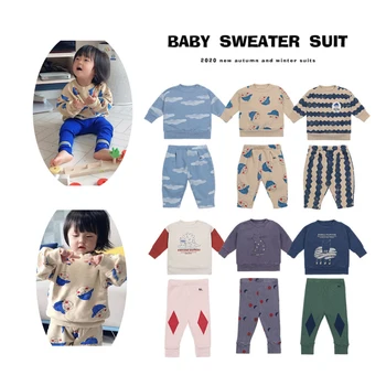 

Pre-sale 2020 bobo Autumn Winter Baby Boys Clothes Set Toddler Girls Printed Sweatshirts+Pants Outfit Set Kids Girl Sweats Suits