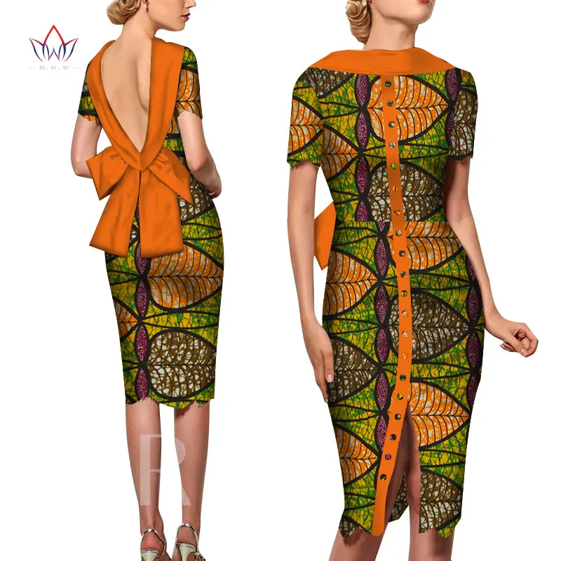 Мода африканские платья для женщин Vestido печать фабричные Изделия элегантная одежда в африканском стиле открытая спина африканская одежда brw WY5676 - Цвет: 8