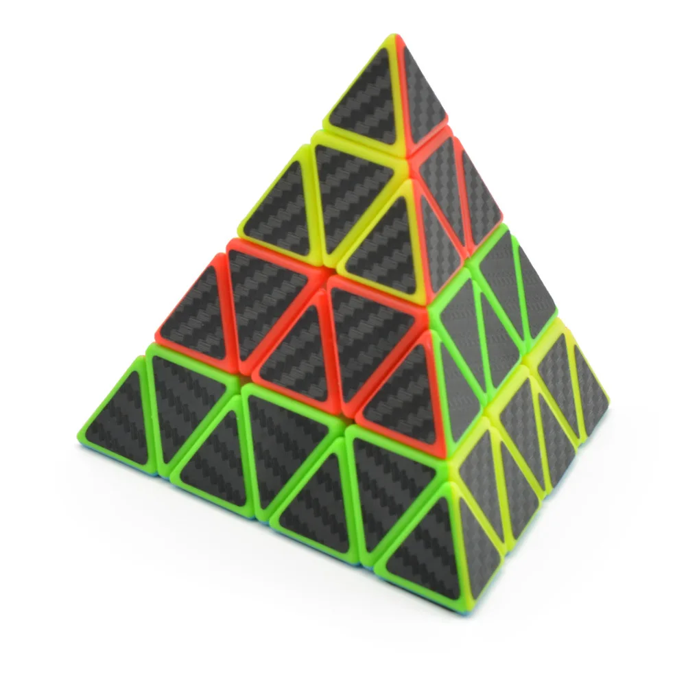 4x4x4 наклейка из углеродного волокна треугольник пирамиды тетраэдрон 97 мм 4x4 скорость магический куб головоломка твист 3D IQ игра игрушка головоломка в подарок