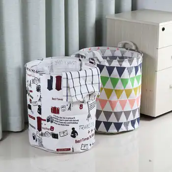

Foldable Laundry Basket Large Capacity Waterproof Durable Cotton Linen Clothes Laundry Basket Hamper Book Storage Organizer Bag