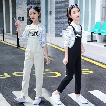 

Kids Children Clothes Jumpsuit Overalls Playsuit For Teenagers Girls Beige White Pants 5 6 8 9 10 13 14 Years Old