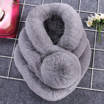 

Luxury Winter Faux Fur Collar Coat Women Scarf Warm Soft Shawl Hood Fur Decor For Jackets Multi Color Female Fur Scarves #L20