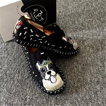 

Special Embroidered Dog Shoes Men Rubber Canvas Espadrilles Loafers Hard-Wearing Man Women Canvas Harajuku Casual Flats Shoes