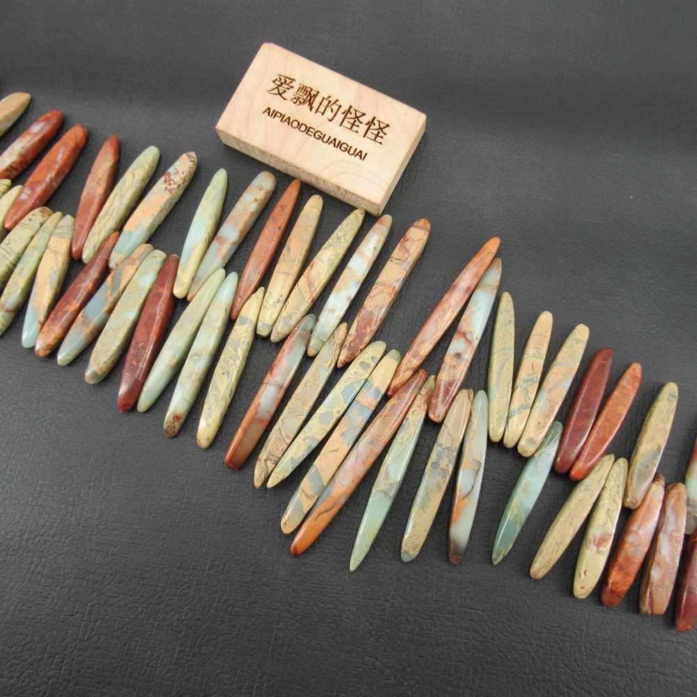 APDGG Turquoise Blue Sea Sediment Imperial Jasper Point Top Drilled 16.5