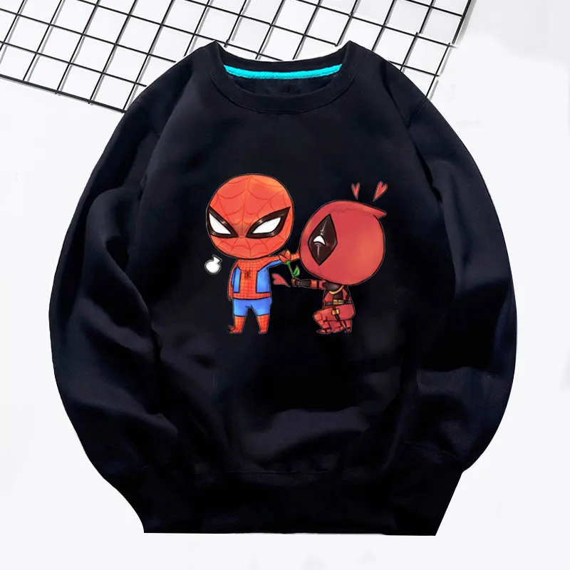 Новая Spider-man Дэдпул, зимняя одежда для маленьких девочек, Свитера для мальчиков, милые толстовки с супергероями для малышей, детская повседневная верхняя одежда с капюшоном