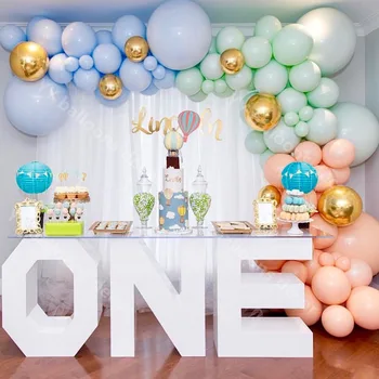 

s Garland 1 Kit Blue Green Orange Macaron Global Gold 4d Foil Ballon Baby Birthday Party Wedding Decorations
