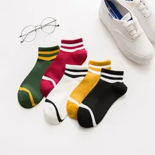 Весенне-летние новые стильные носки для взрослых,, оранжевые хлопковые товары, спортивные женские носки в студенческом стиле с двумя полосками, чистый Котт