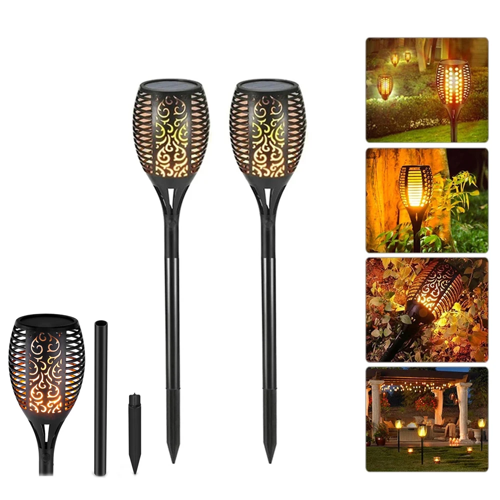 

Flickering Solar Flame Light Solar Garden Light Outdoor Waterproof Landscape Lawn Torch Lamp Vintage 2pcs 96LED