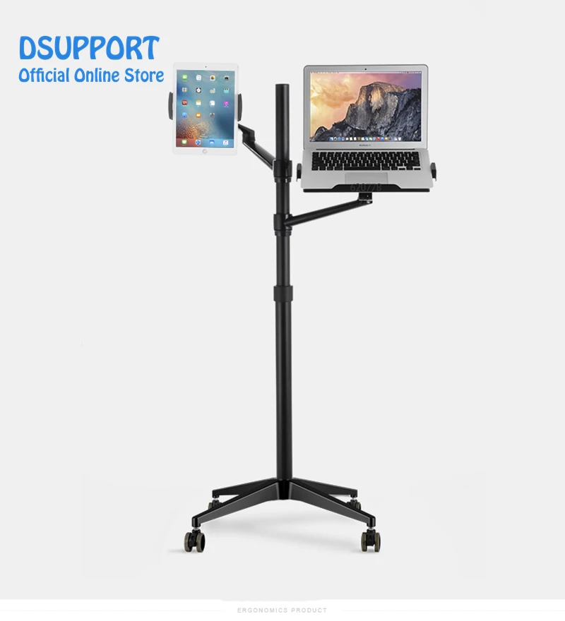 UP-9L Full rotation 3 in 1 Mobile+Tablet PC Holder+Laptop Stand Holder Dual Arm Office floor stand Lapdesk Bracket UP-9LN