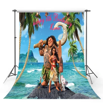 

Vinyl Photograph Background Girls Moana Birthday Custom Name Date Waialiki Maui Party Event Banner Newborn Photo Backdrop