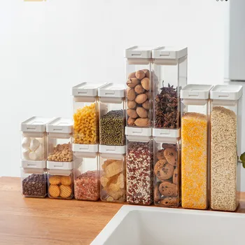 Organizador de plástico con sello japonés para cocina, contenedor de almacenamiento de alimentos transparente Simple, diseño de producto, Caja Organizadora para el hogar, EC50SN