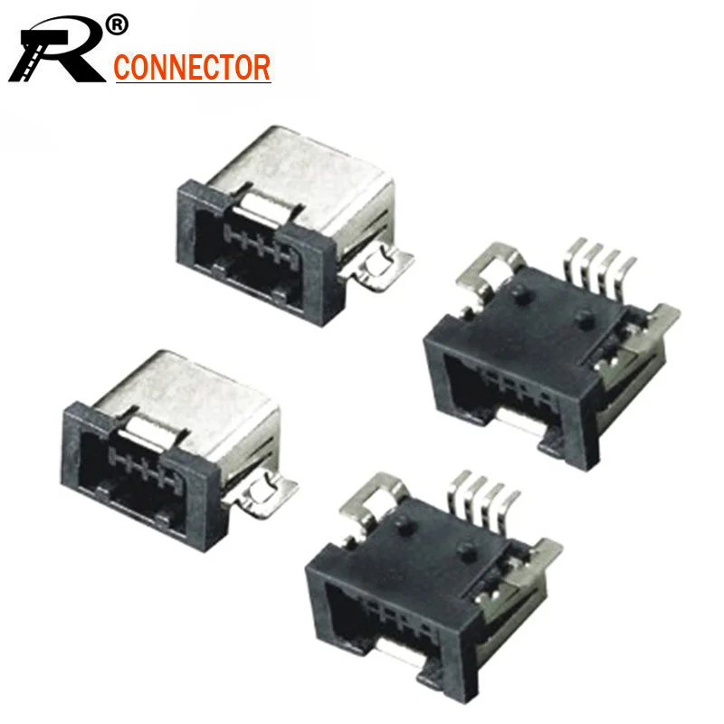 10 шт./лот Mini USB 4 контактный разъем SMT разъем USB Mini-USB печатного монтажа адаптер