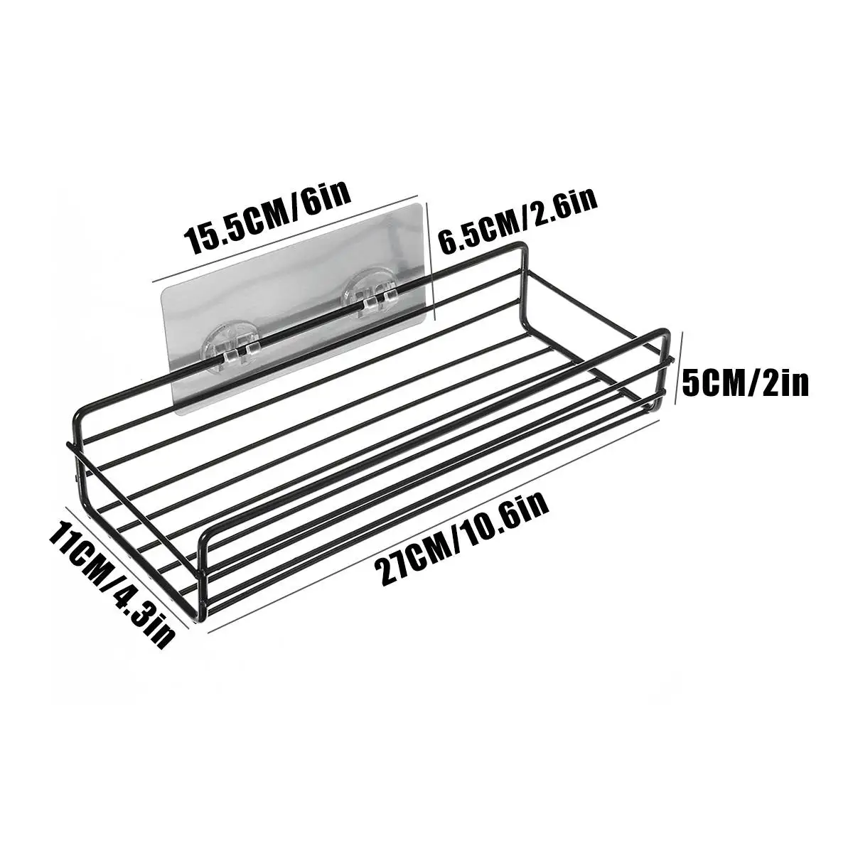 Bathroom Tray Storage Rack Organizer Multifunction Rectangle Shower Shelf No Drilling Removable