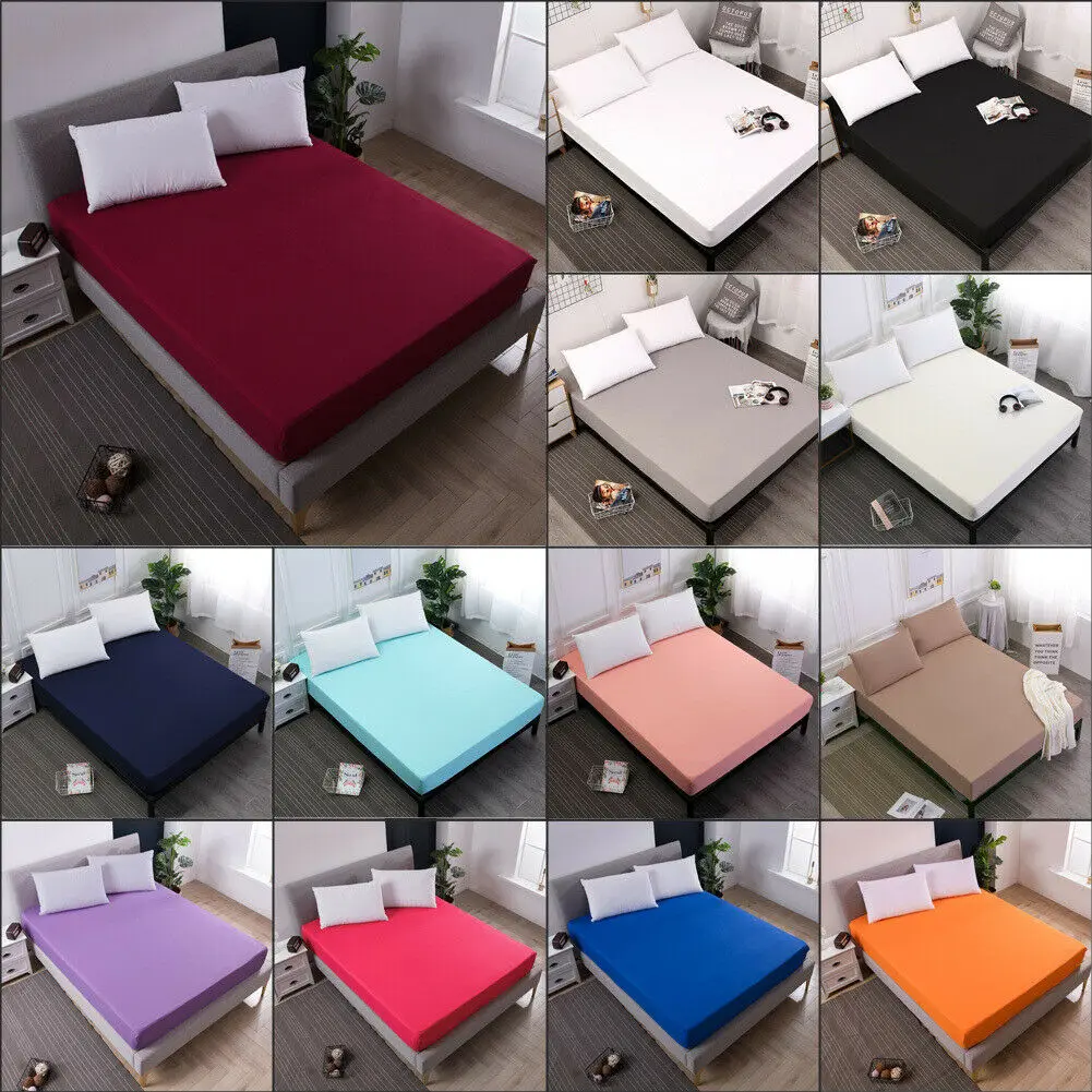 Waterproof Mattress Cover Protector Bed Pad Cover Fitted Sheet Machine Washable 
