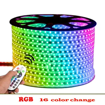 

LED Strip Light 220V RGB 5050 SMD IP65 Waterproof LED Light Strip Tape+IR Remote Controller 15M 20M 25M 30M 40M 45M 50M EU plug