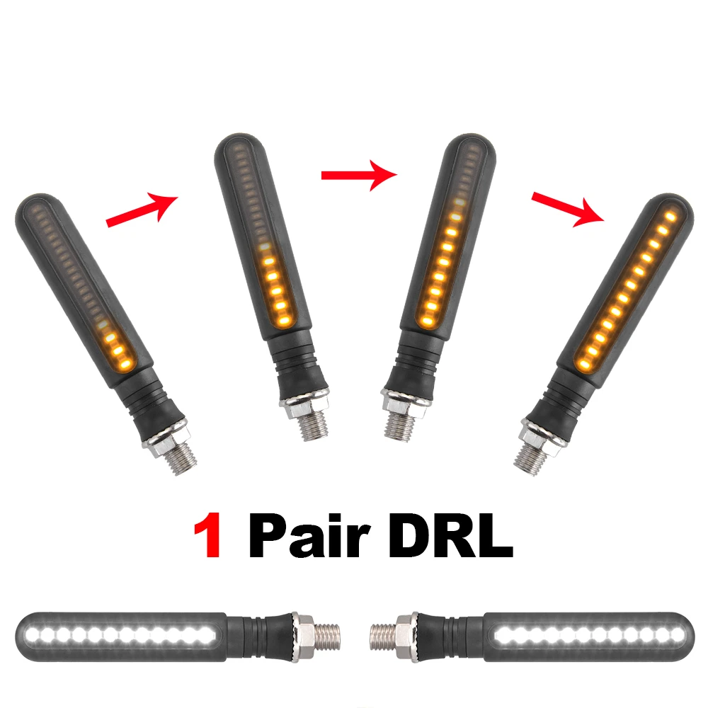 1 Pair DRL Light Универсальный светодиодный мотоциклетный направленный индикатор поворотники стоп сигнальный светильник мигающий задний тормоз мигалка светильник DRL лампа - Цвет: 1 Pair DRL Light