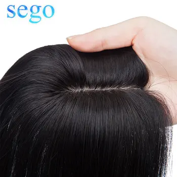 

SEGO 6x9cm 10 x12cm 15x15cm Human Hair Toppers for Women Clips in Small Toupee Wig Remy Indian Hair Natural Hairline Hairpiece